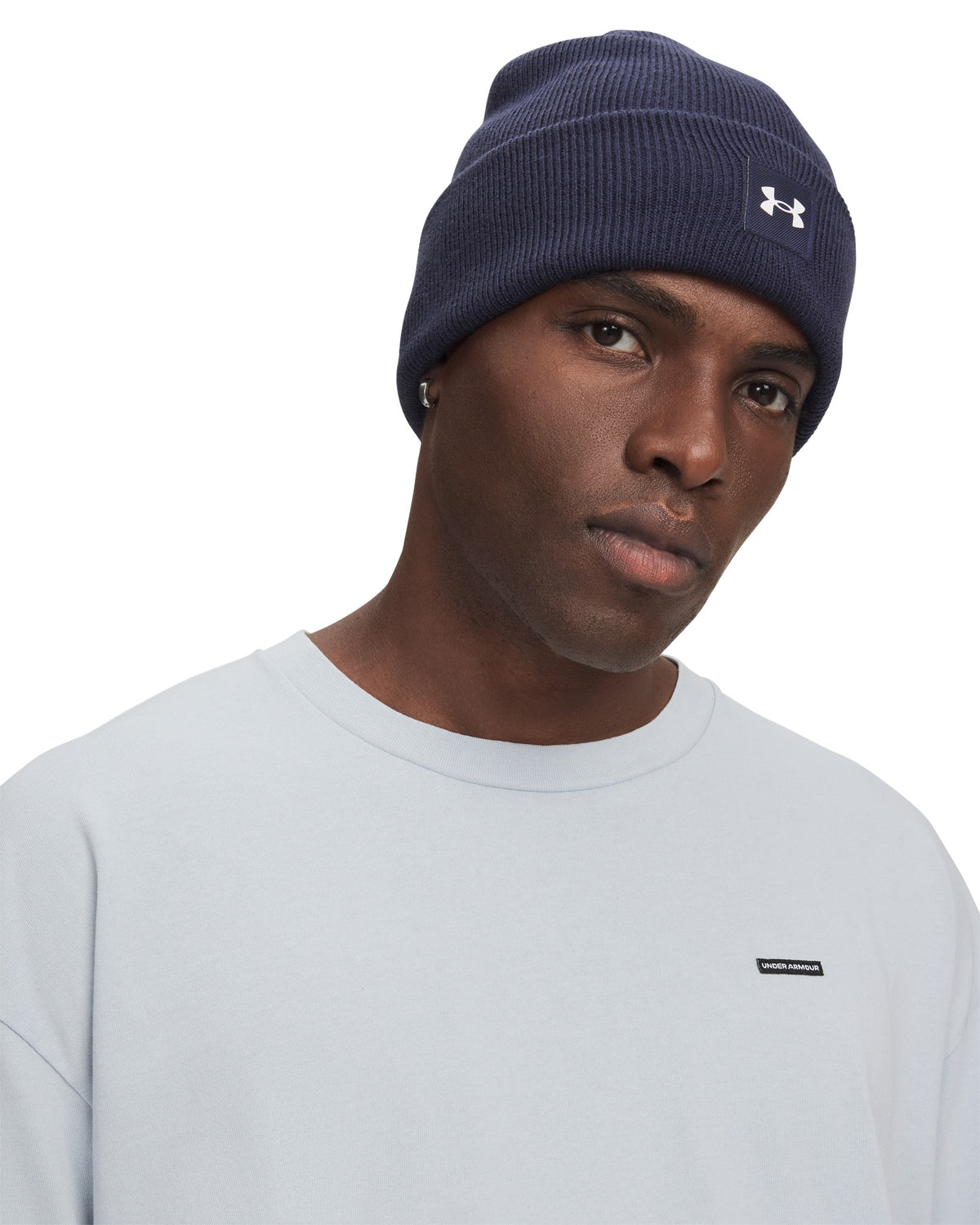 Under Armour Halftime Cuff Beanie - Midnight Navy / White – detail view