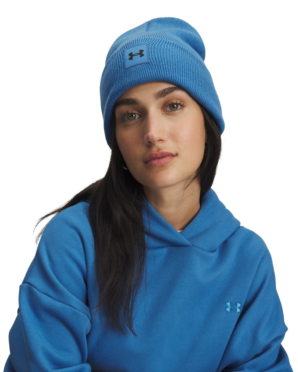 Under Armour Halftime Cuff Beanie - Aegean Blue / Black – detail view