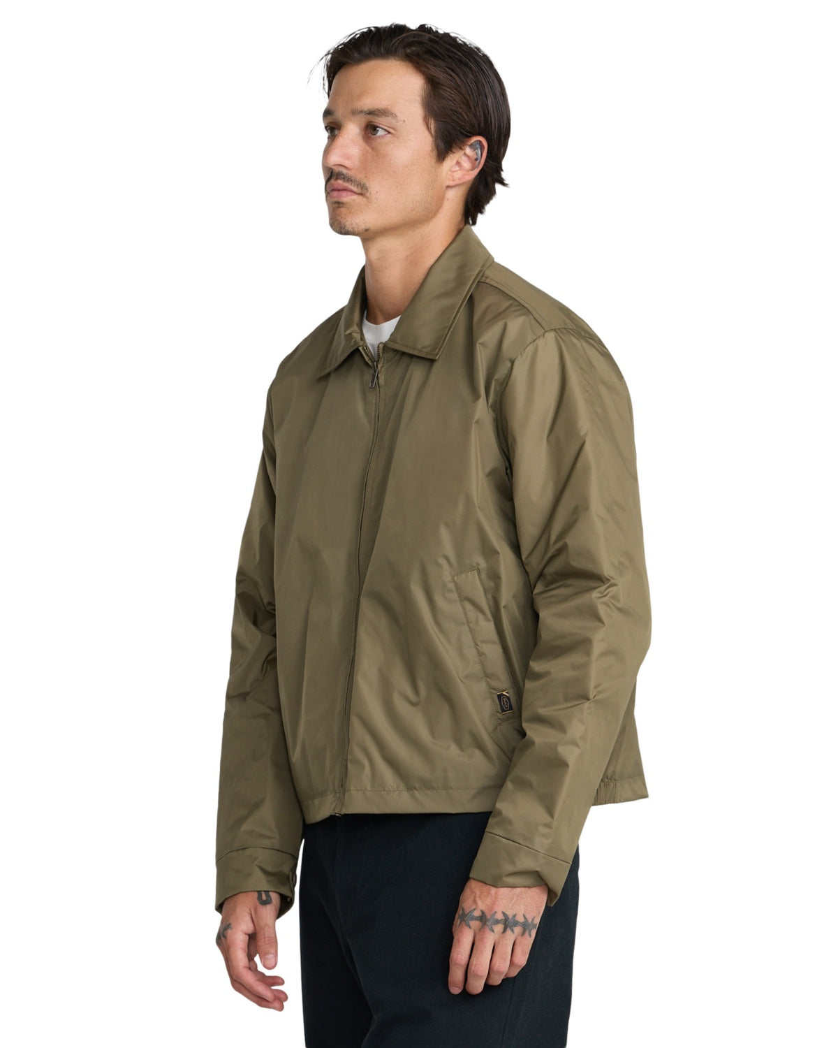 RVCA Dayshift Windbreaker Jacket - Light Olive - on model, side