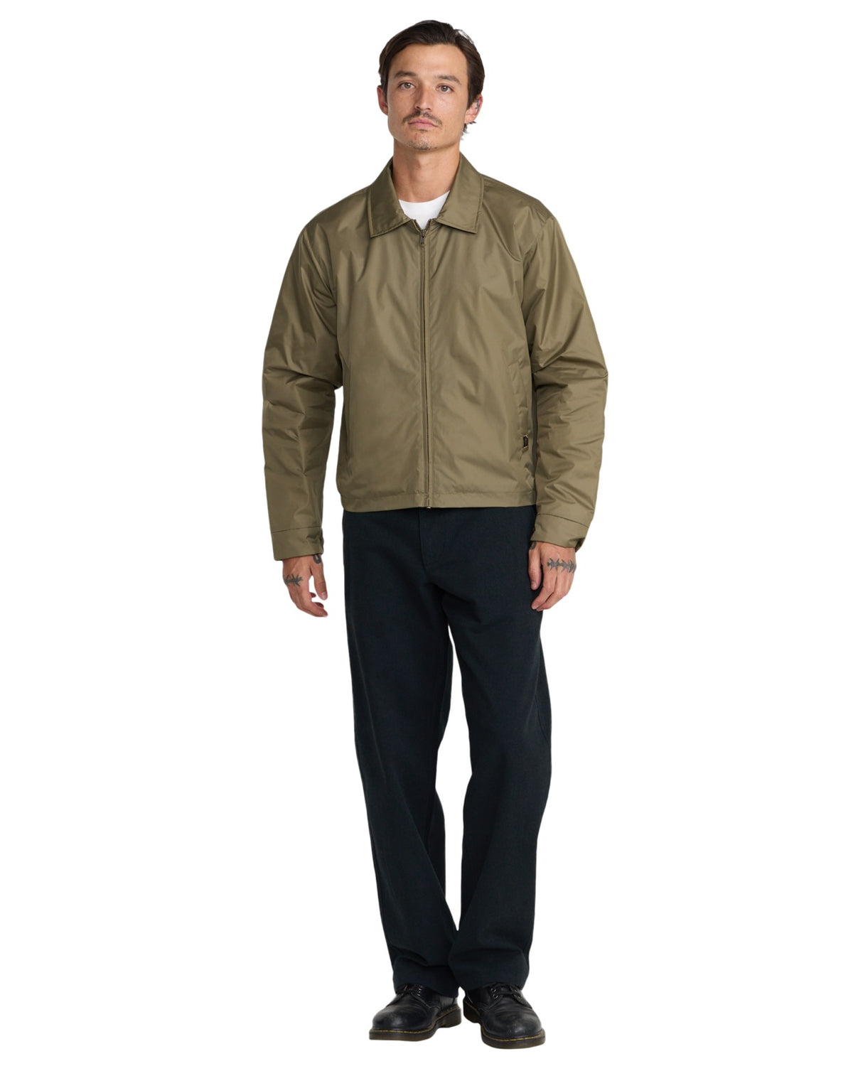 RVCA Dayshift Windbreaker Jacket - Light Olive - on model, full length