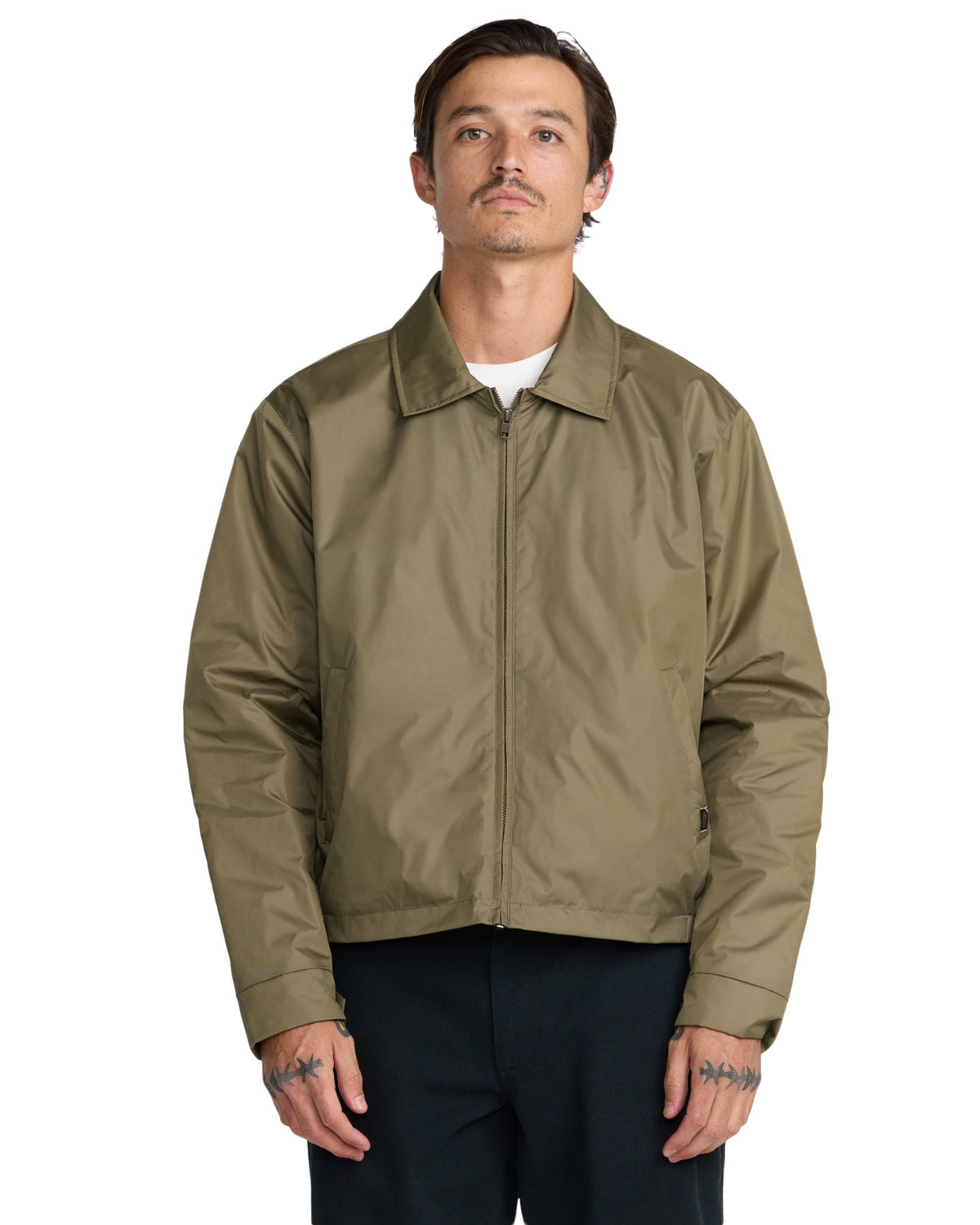 RVCA Dayshift Windbreaker Jacket - Light Olive - on model, front