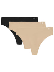 Under Armour Pure Stretch No Show Thong Solid 3-Pack Women's Underwear - Hue 500