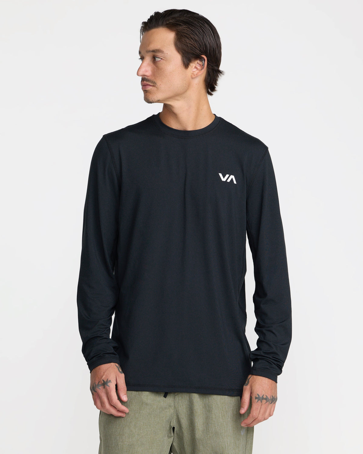 RVCA Sport Vent Long Sleeve T-Shirt - Black - on model, front