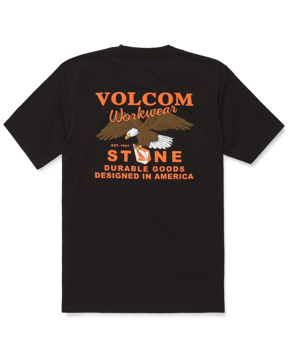 Volcom Stone Talon Workwear Men's Short Sleeve T-Shirt - Black - back