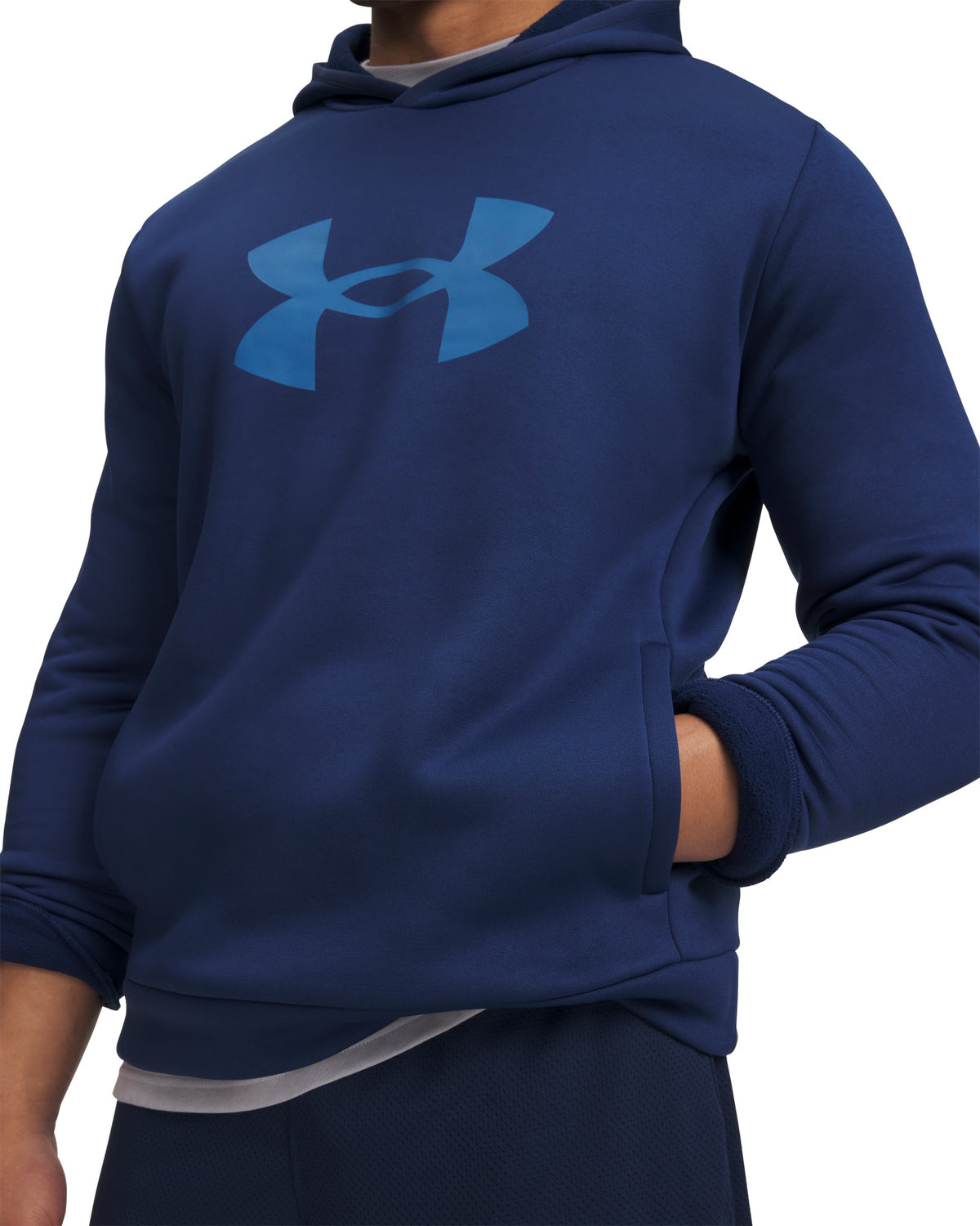 Under Armour Armour Fleece Big Logo Hoodie - Blackout Navy / Aegean Blue – detail view