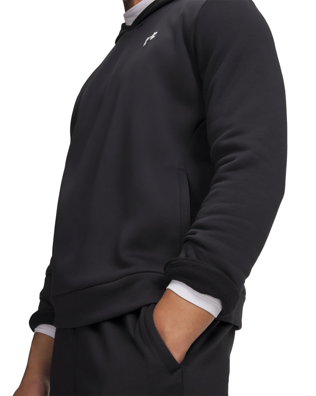 Under Armour Armour Fleece Hoodie - Black / White - fabric and pocket detail