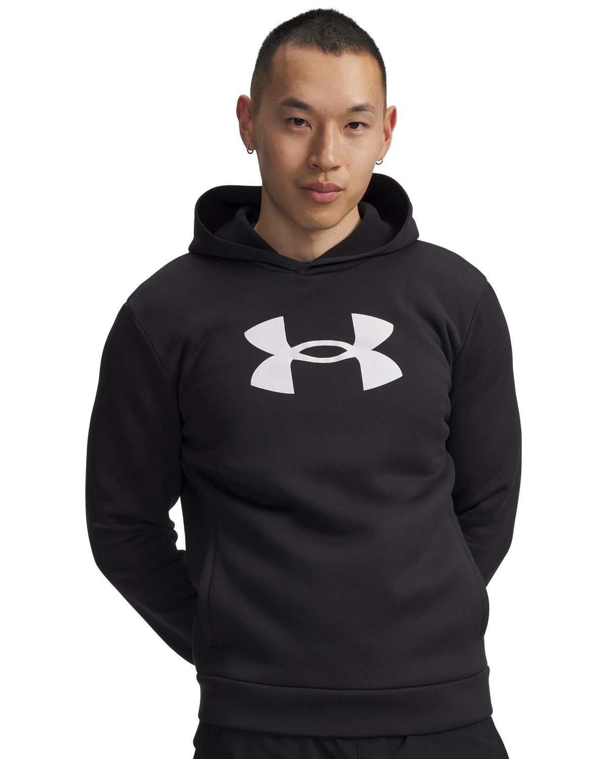 Under Armour Armour Fleece Big Logo Hoodie - Black / White - on model, front