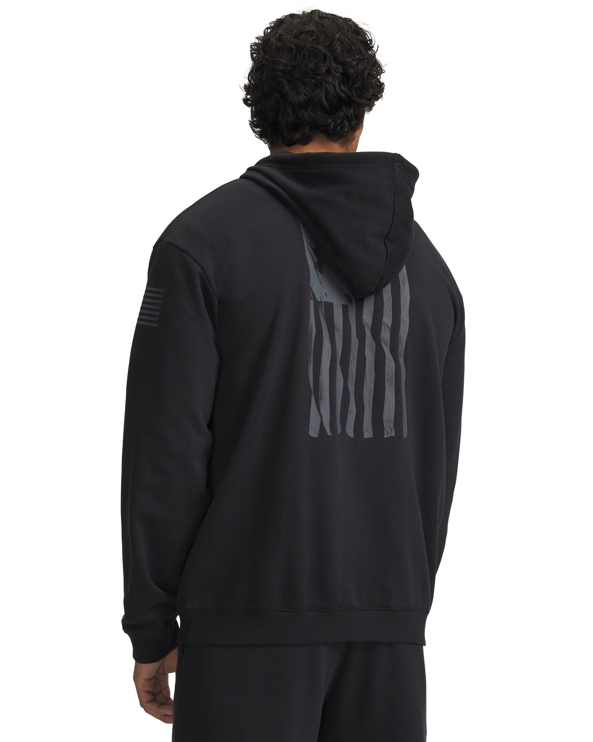 Under Armour Freedom Flag Men's Pullover Hoodie - Black / Castlerock - on model, back