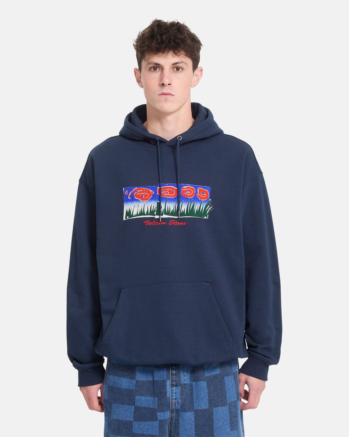 Volcom Featured Artist Antonio Carrau Men's Pullover Hoody - Marine - on model, front