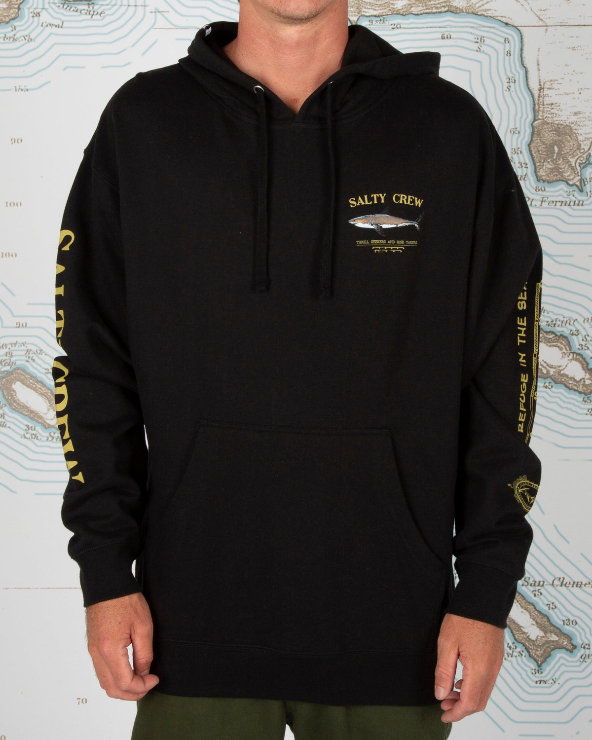 Salty Crew Bruce Pullover Hoody - Black – on model, front