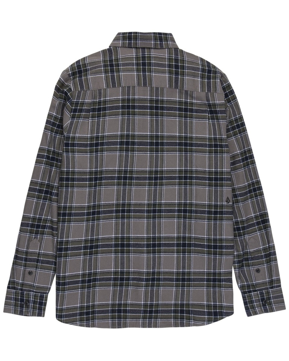 Volcom Caden Plaid Boy's Long Sleeve Shirt - Pewter - back