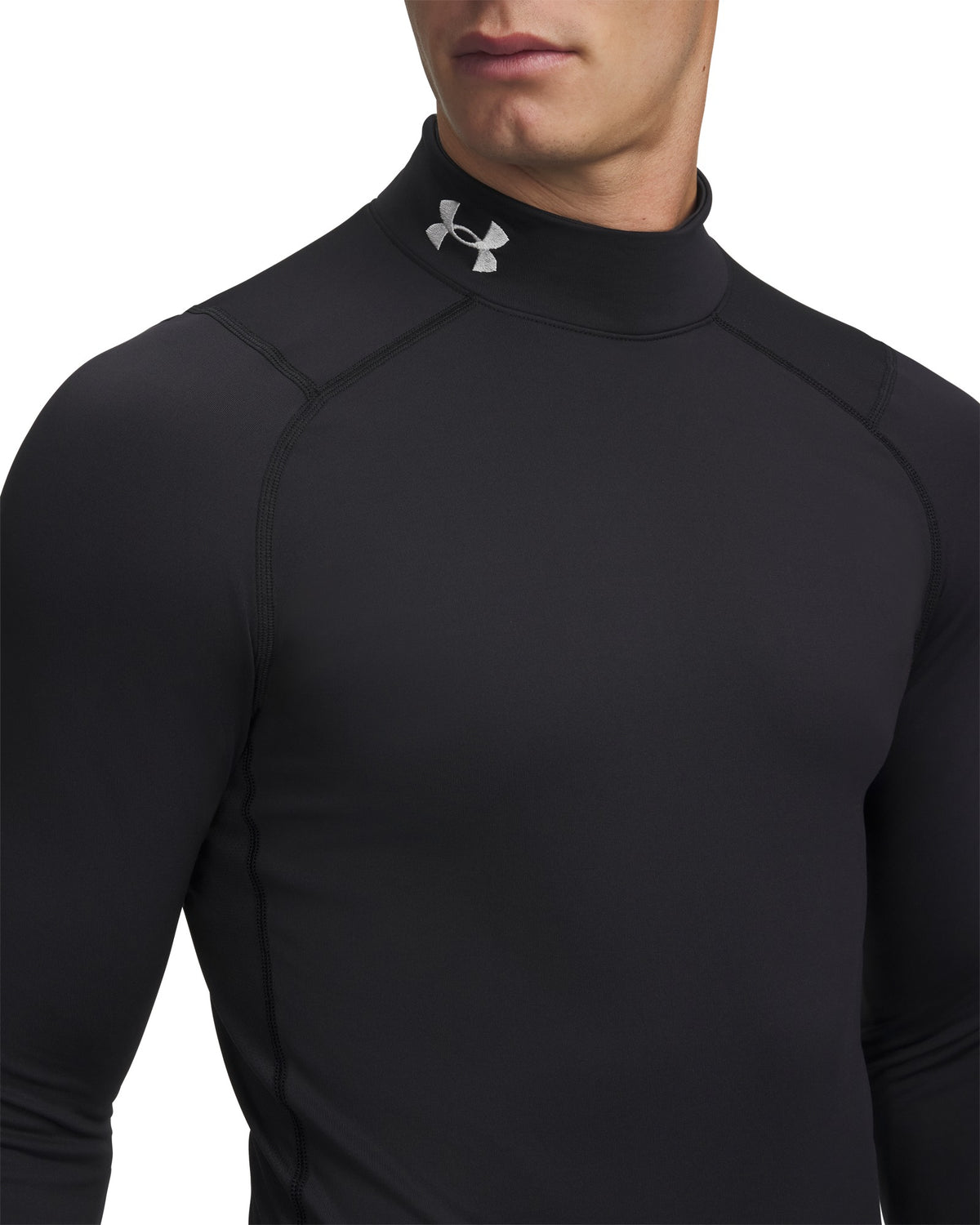 Under Armour Cold Gear Fitted Mock Neck - Black / White – detail view