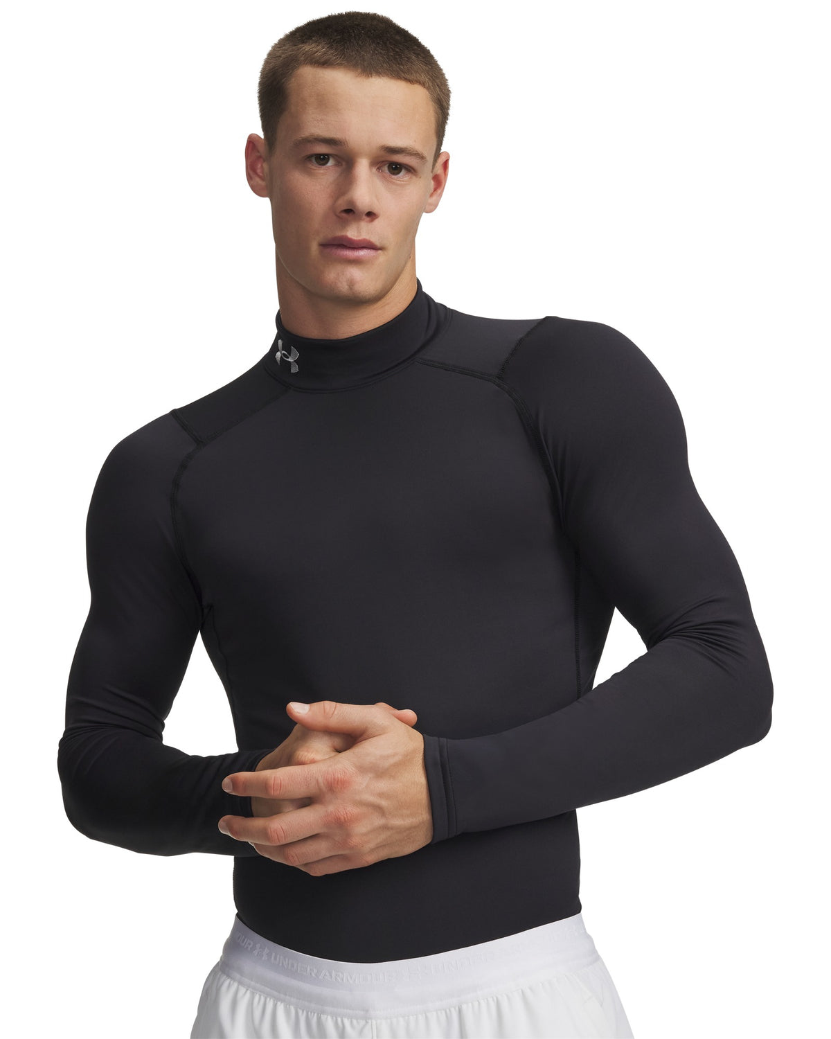 Under Armour Cold Gear Fitted Mock Neck - Black / White – detail view