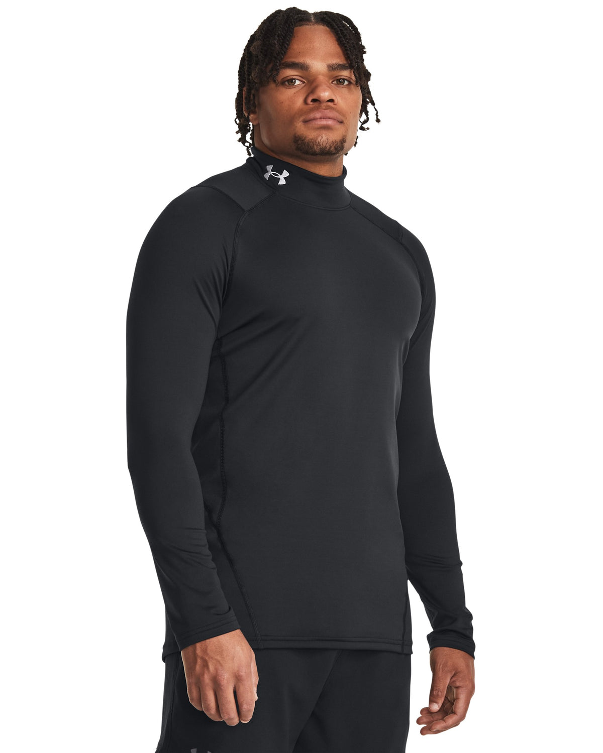 Under Armour Cold Gear Fitted Mock Neck - Black / White (002) – detail view