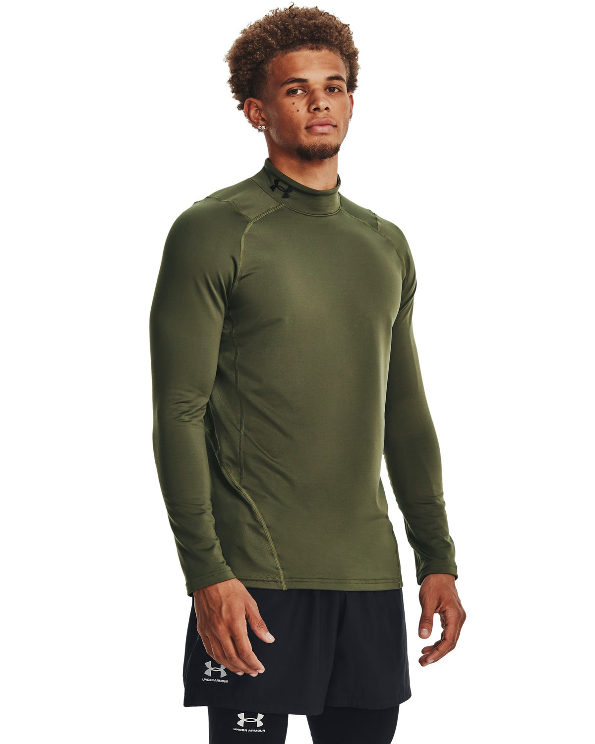Under Armour Cold Gear Fitted Mock Neck - Marine OD Green / Black