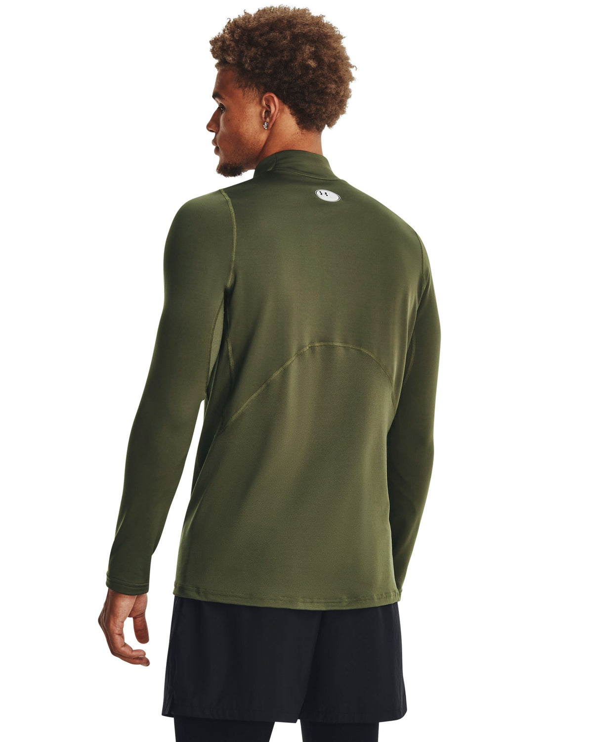 Under Armour Cold Gear Fitted Mock Neck - Marine OD Green / Black – back view