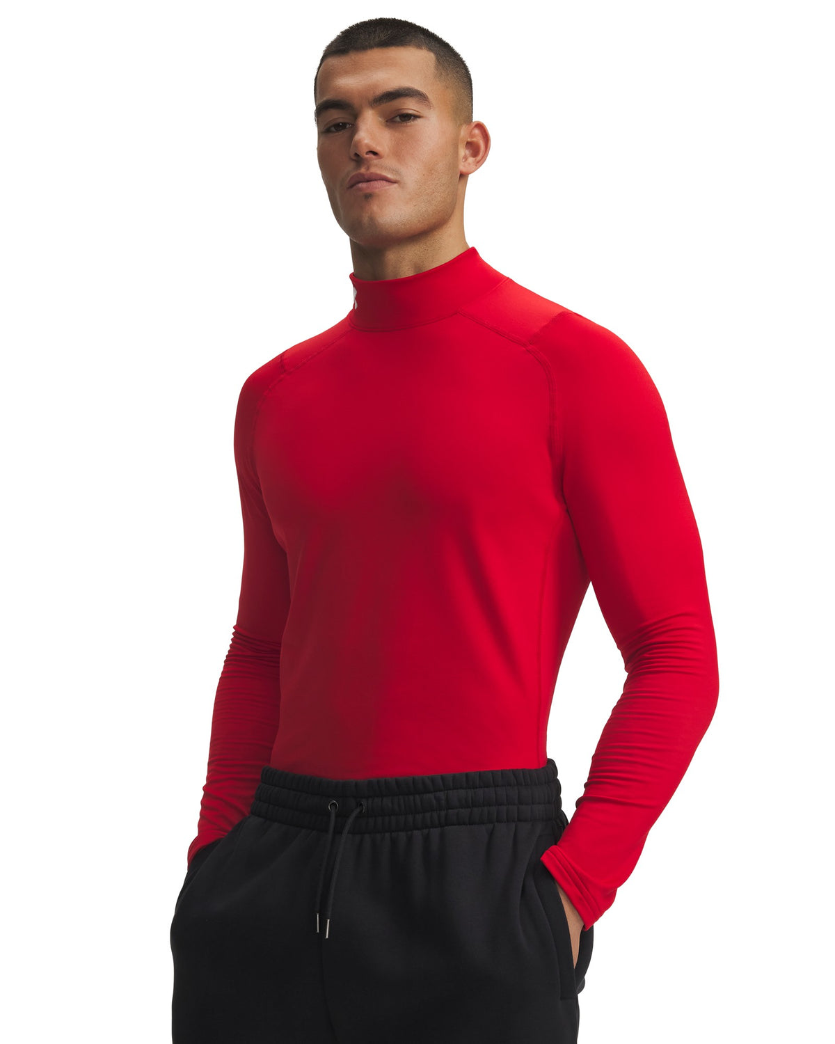 Under Armour Cold Gear Fitted Mock Neck - Red / White