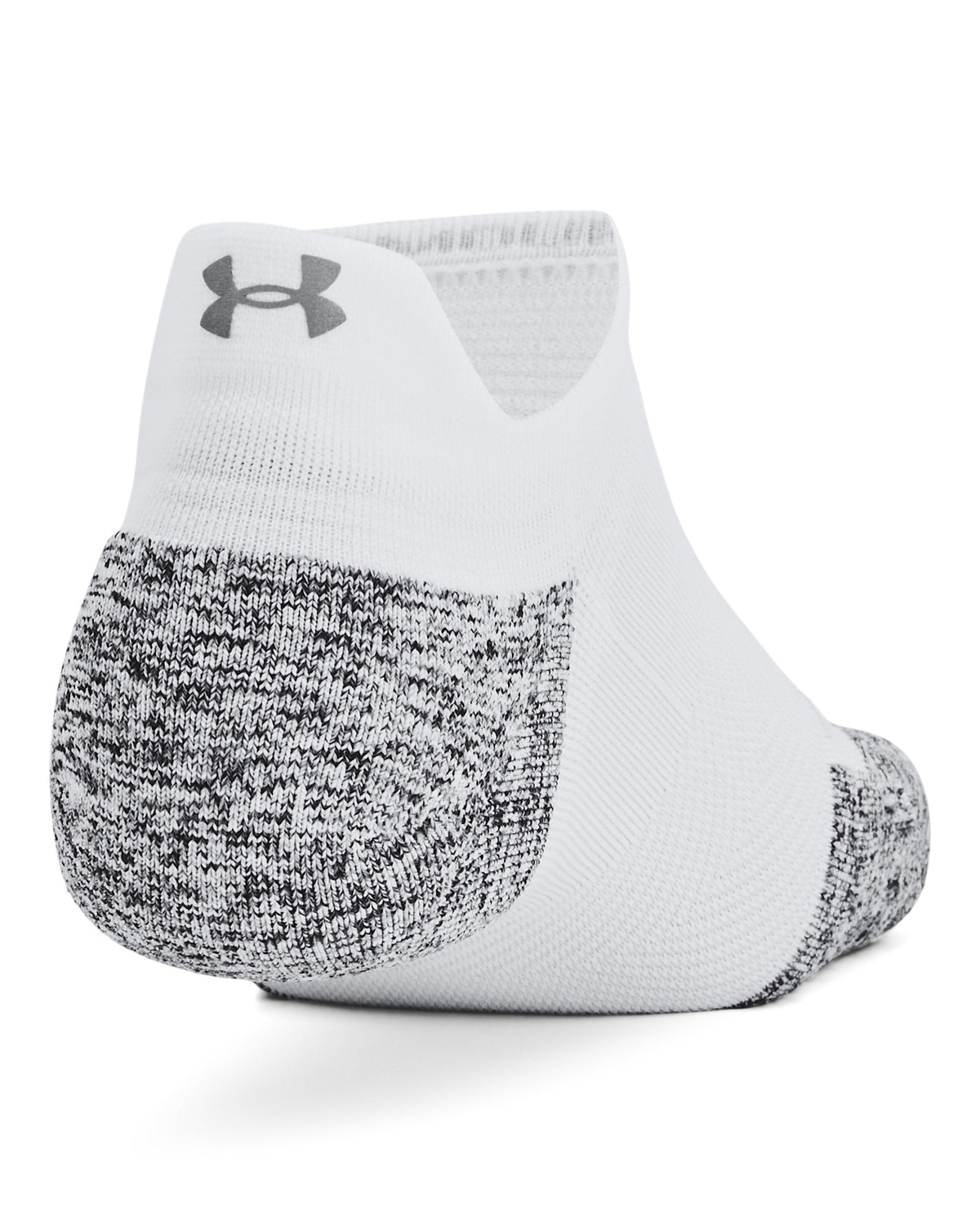 Under Armour ArmourDry Run Cushion 3-Pack No Show Socks - White / Halo Gray / Reflective – back view
