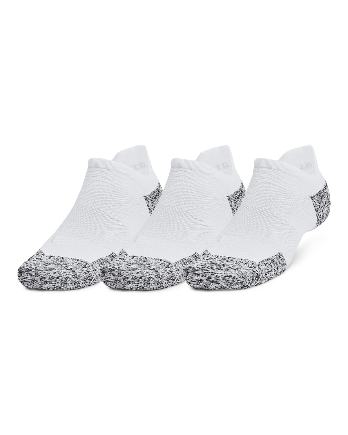 Under Armour ArmourDry Run Cushion 3-Pack No Show Socks - White / Halo Gray / Reflective
