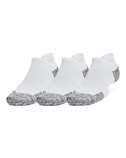 Under Armour ArmourDry Run Cushion 3-Pack No Show Socks - White / Halo Gray / Reflective