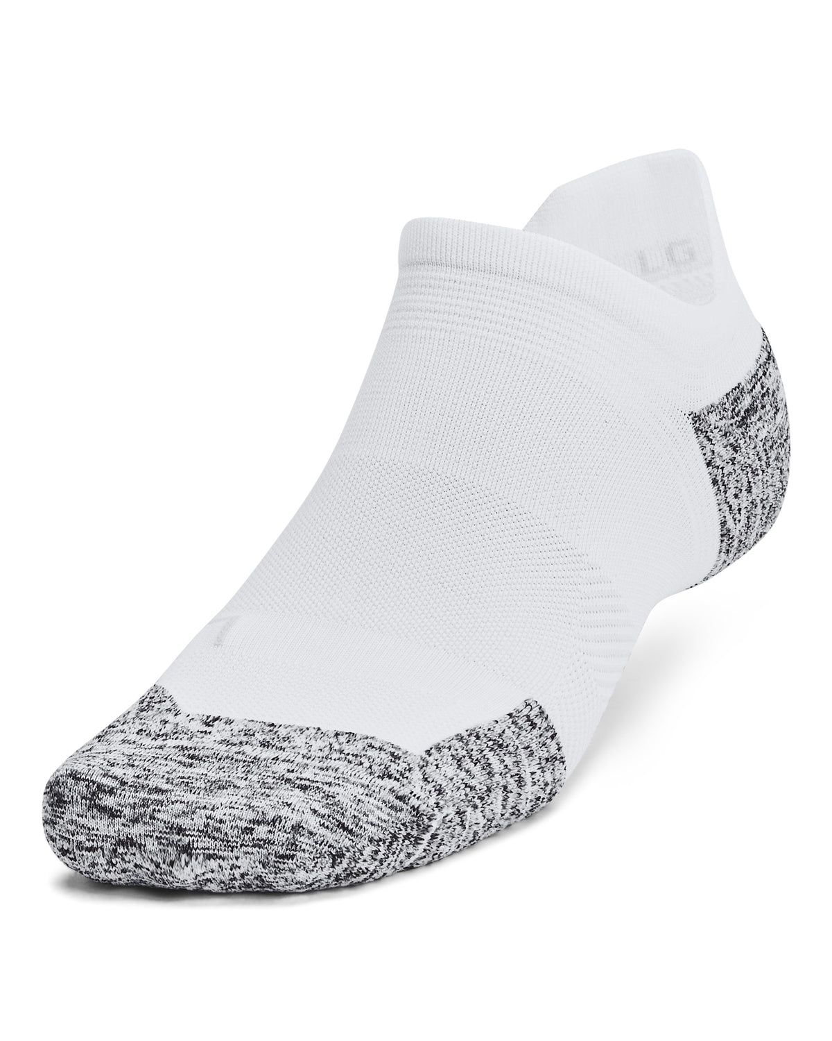 Under Armour ArmourDry Run Cushion 3-Pack No Show Socks - White / Halo Gray / Reflective – detail view