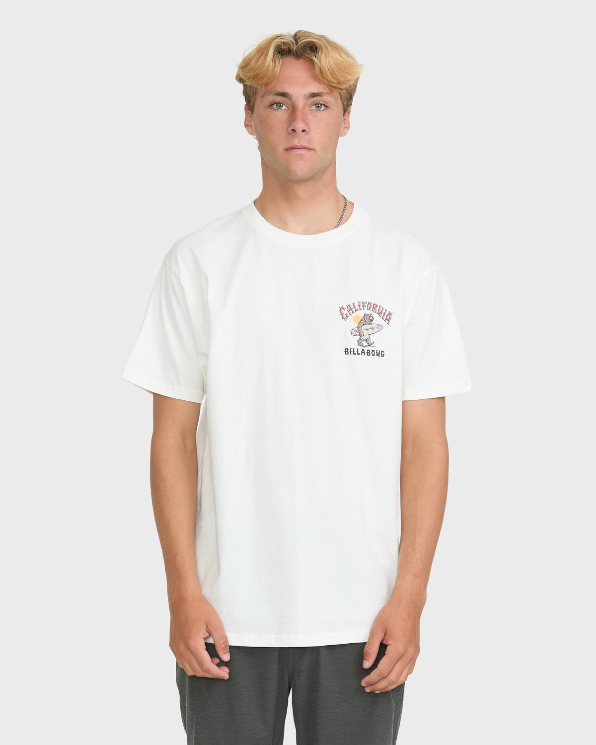 Billabong Mascot CA Basic Men's Short Sleeve T-Shirt - White - on model, front