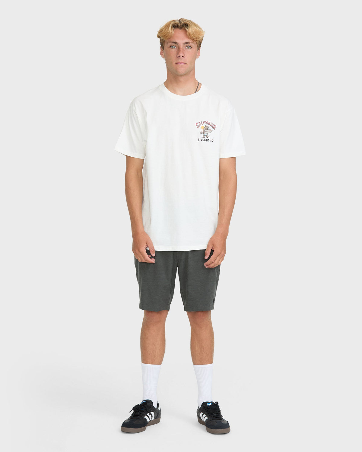 Billabong Mascot CA Basic Men's Short Sleeve T-Shirt - White - on model, full length