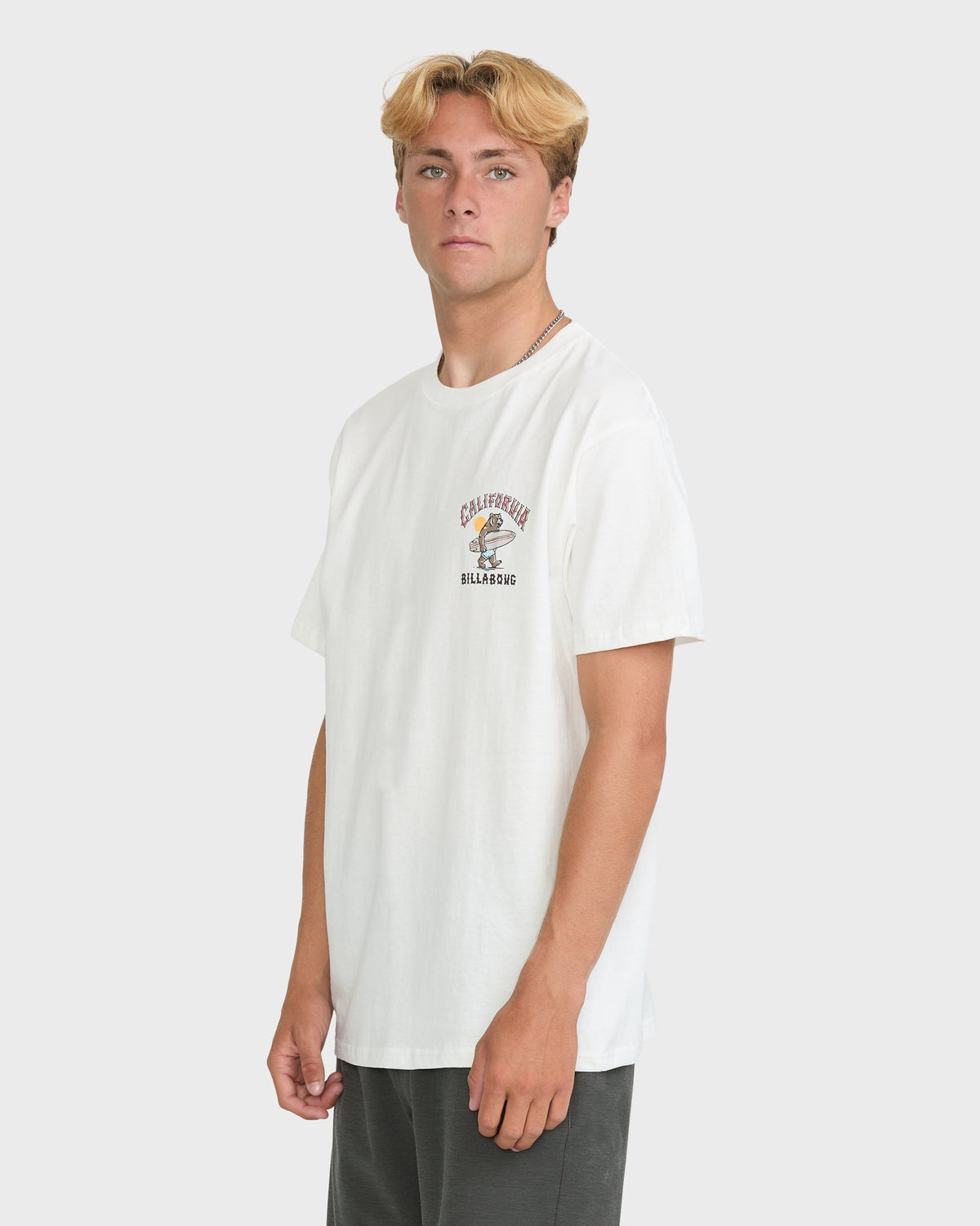 Billabong Mascot CA Basic Men's Short Sleeve T-Shirt - White - on model, side
