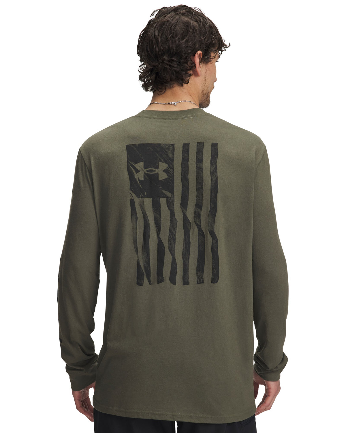 Under Armour Freedom Flag LS T-Shirt - Marine OD Green / Black – back view