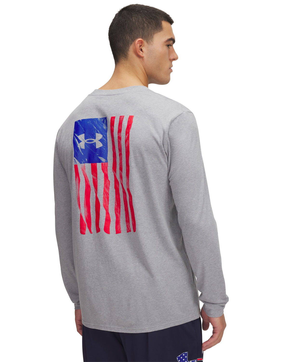 Under Armour Freedom Flag LS T-Shirt - Steel Light Heather / Royal – back view