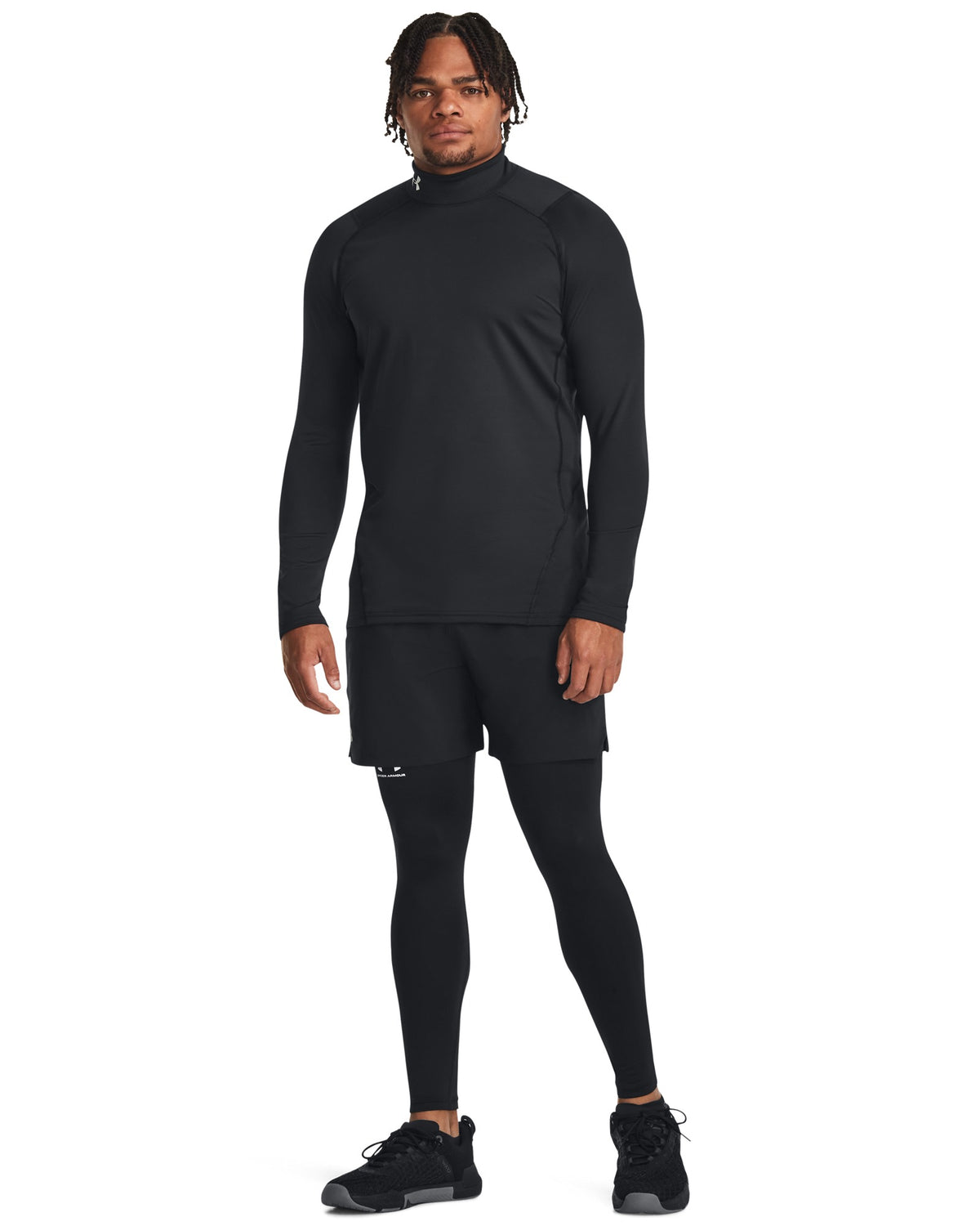Under Armour Cold Gear Fitted Mock Neck - Black / White (002) – detail view