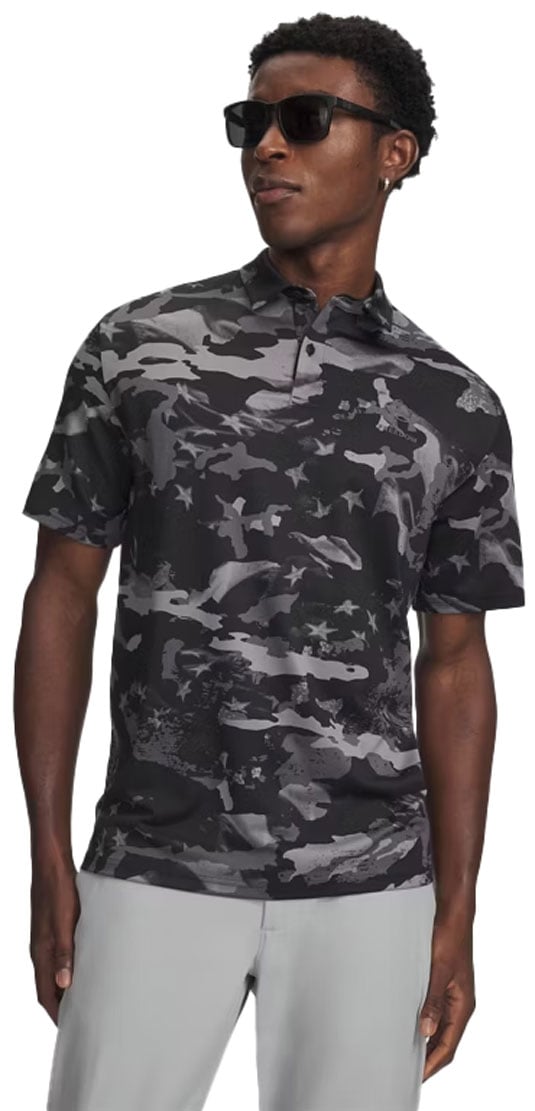 Under Armour Freedom Match Play Men's Short Sleeve Polo - Printed, Black / Titanium