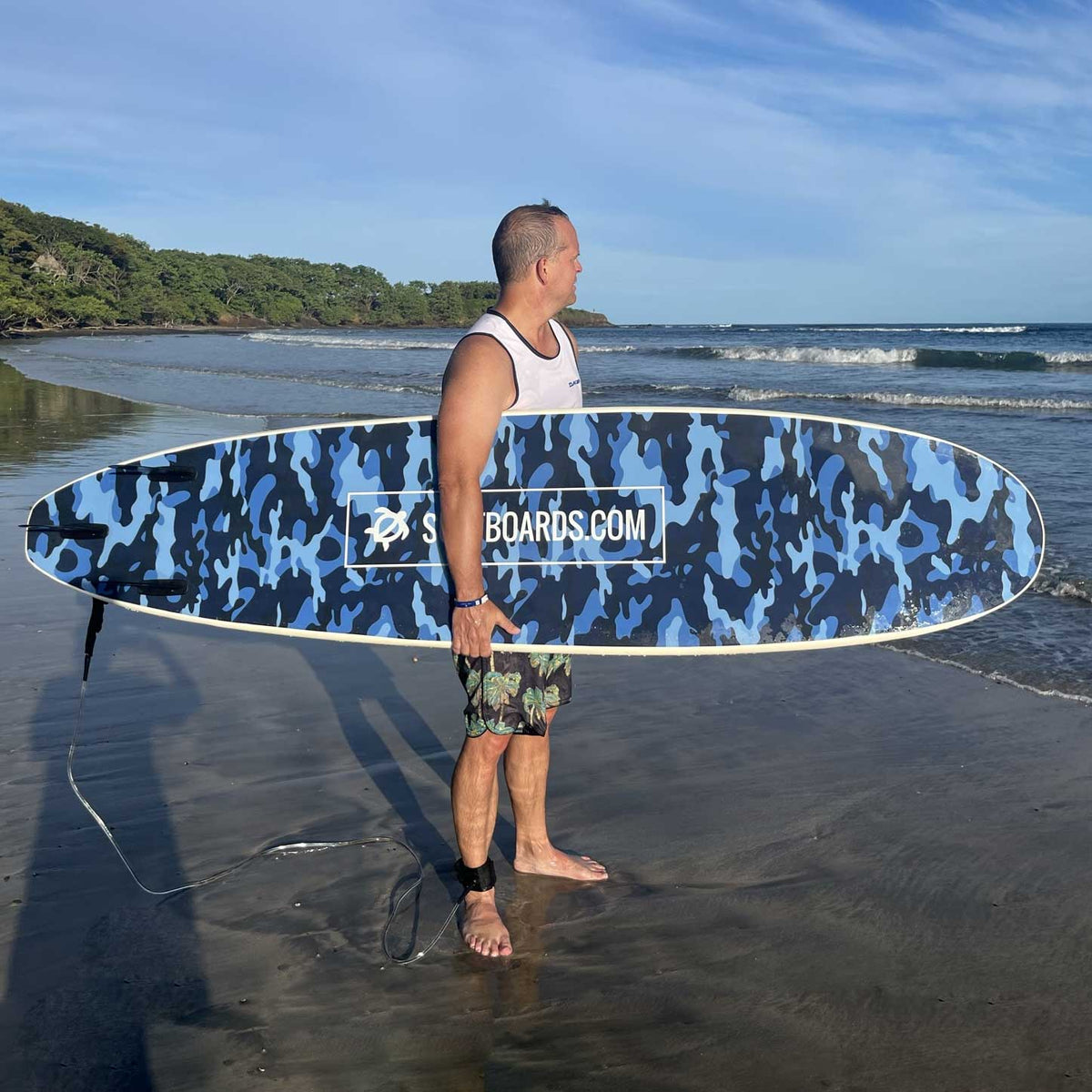 Surfboards.com Ahi 8' Longboard Surfboard - Blue Camo – alternate view 1