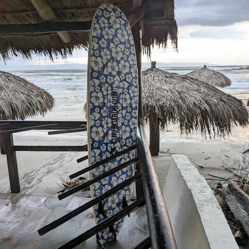 Surfboards.com Ahi 8' Longboard Surfboard - Blue Hibiscus – alternate view 1