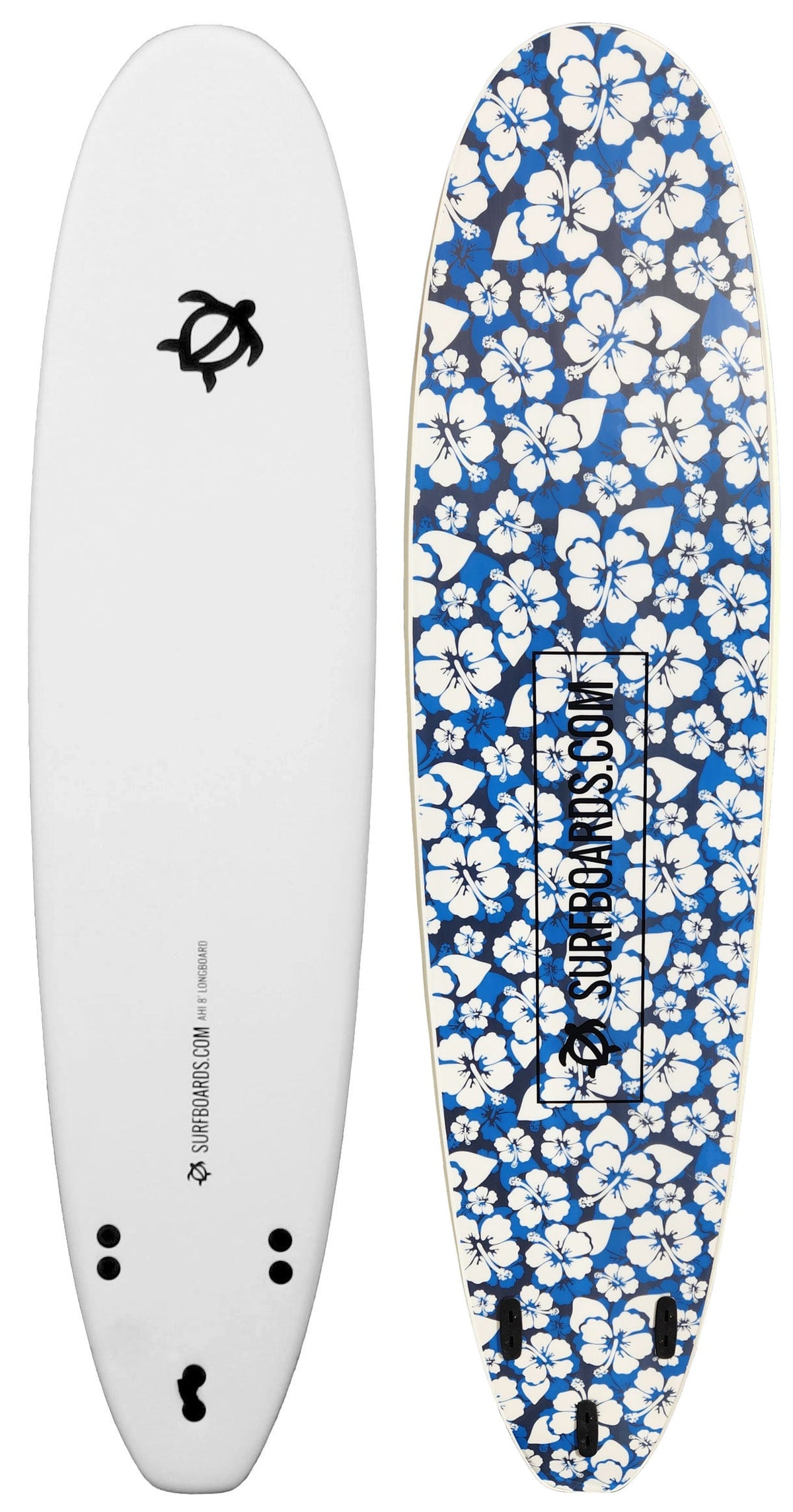 Surfboards.com Ahi 8' Longboard Surfboard - Blue Hibiscus