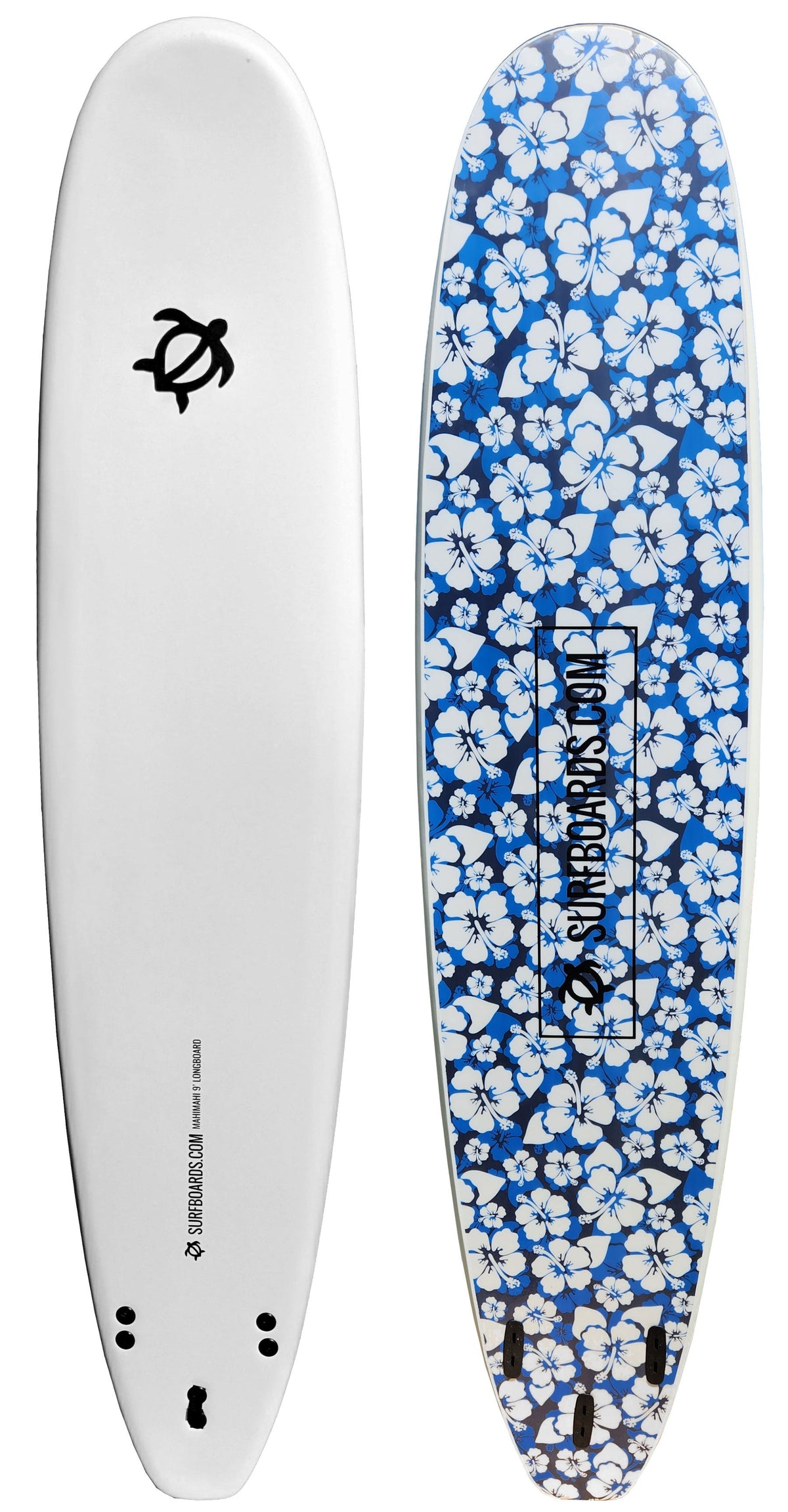 Surfboards.com Mahi Mahi 9' Longboard Surfboard - Blue Hibiscus
