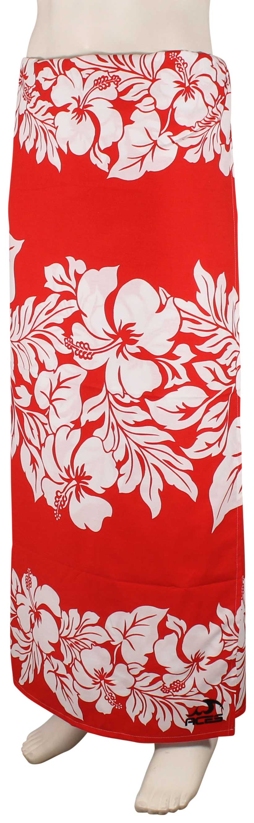 Aces Men's Lavalava - Red / White Floral, front view
