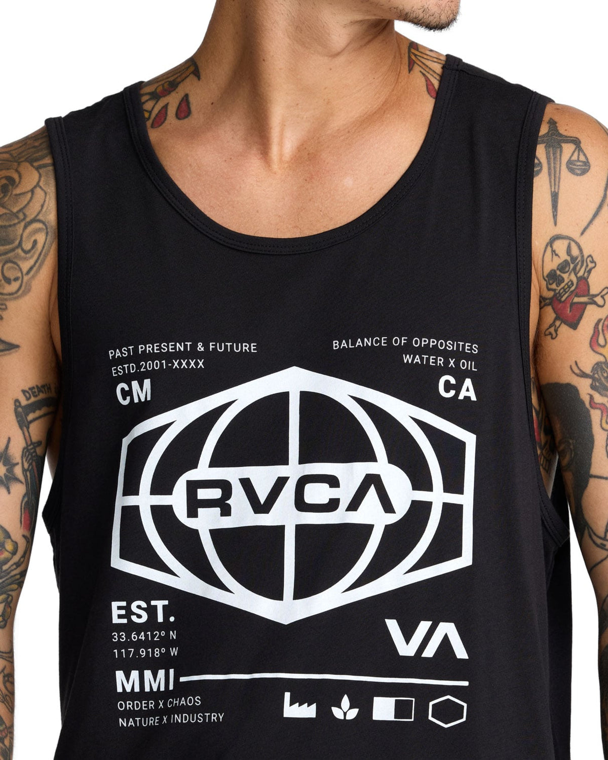 RVCA World Hex Men's Tank - Black – alternate view 1