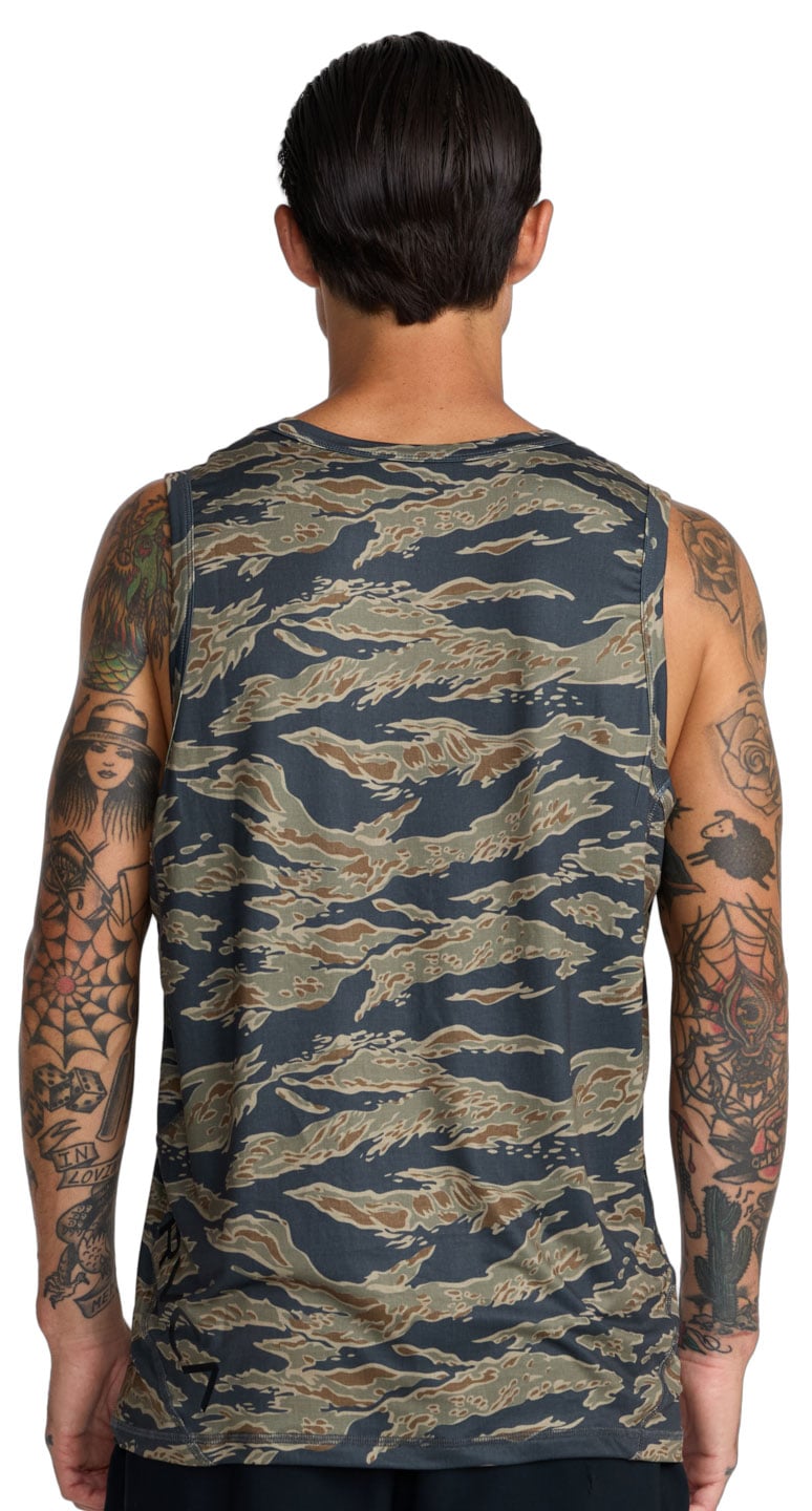 RVCA Sport Vent Men's Performance Tank - Tiger Camo – back view