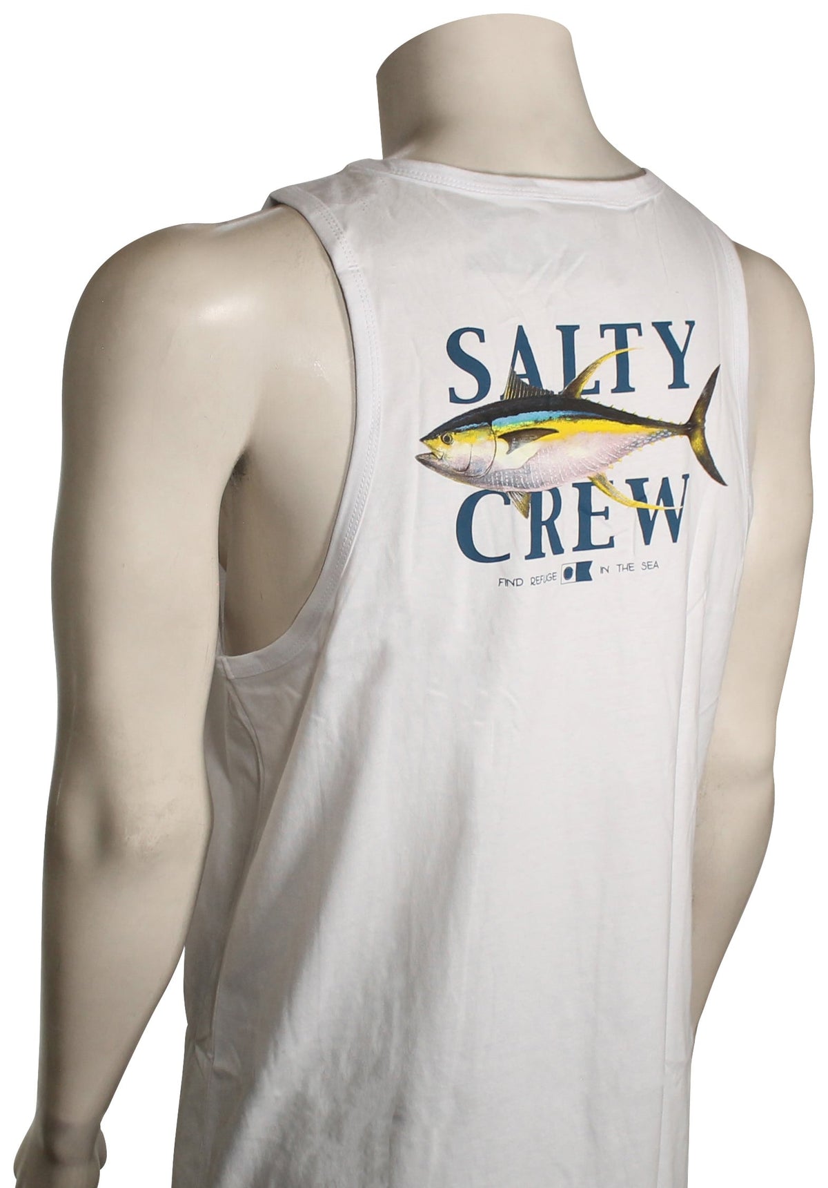 Salty Crew Yellowfin Tank - White – back view