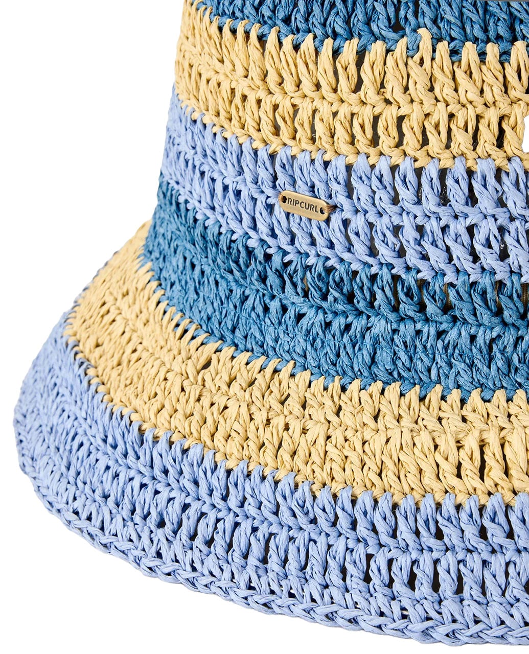 Rip Curl Women’s Crochet Bucket Hat - Handmade Short Brim, Blue / Natural – alternate view 1