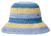 Rip Curl Women’s Crochet Bucket Hat - Handmade Short Brim, Blue / Natural