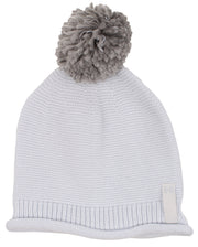 Under Armour Roll Out Pom Women's Beanie - Halo Grey / Blue Heights, front view