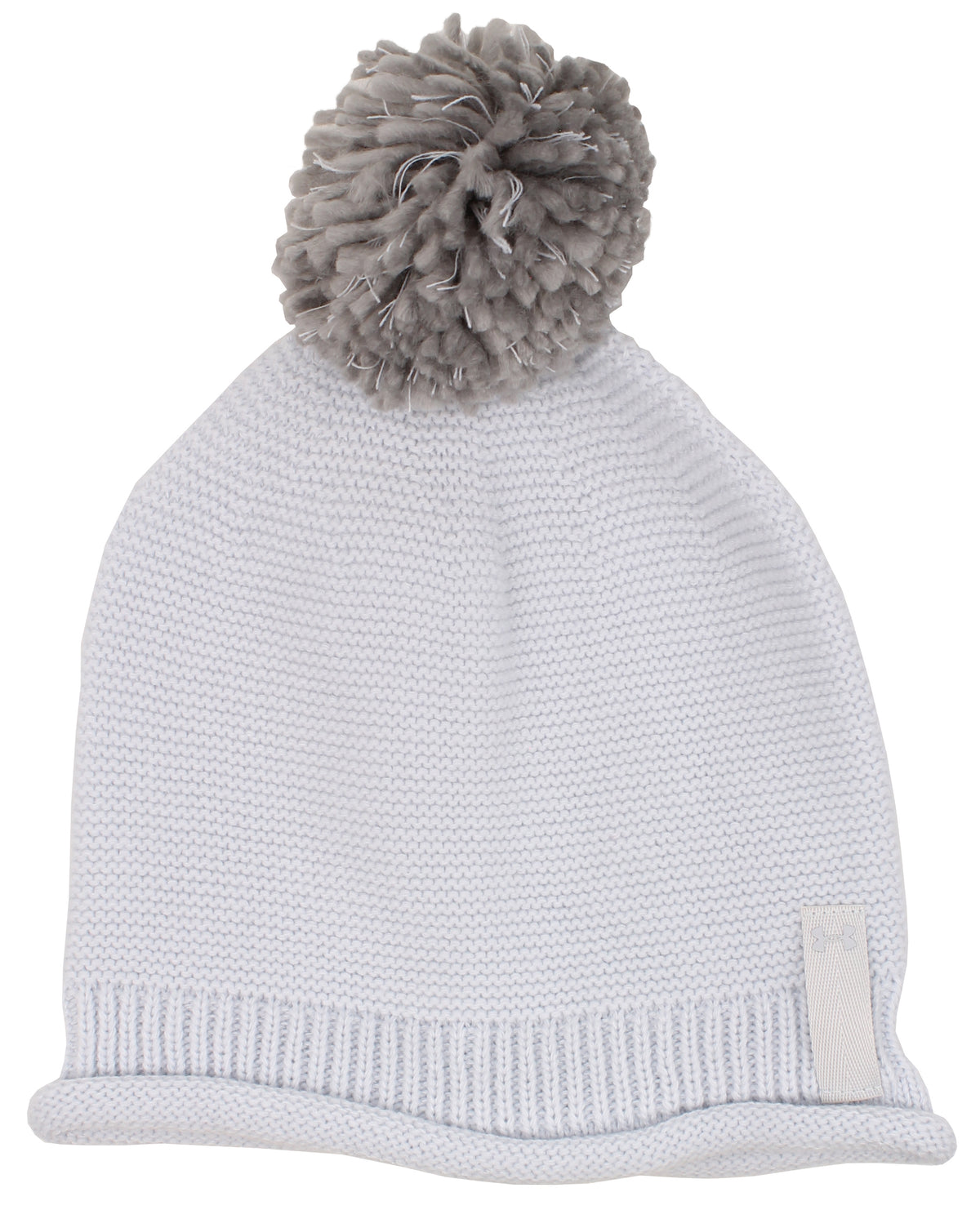 Under Armour Roll Out Pom Women's Beanie - Halo Grey / Blue Heights, front view