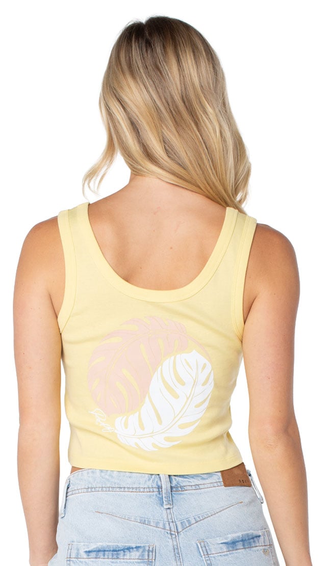 Roxy Scoop Baby Rib Women's Tank - Popcorn Monstera Circle – back view