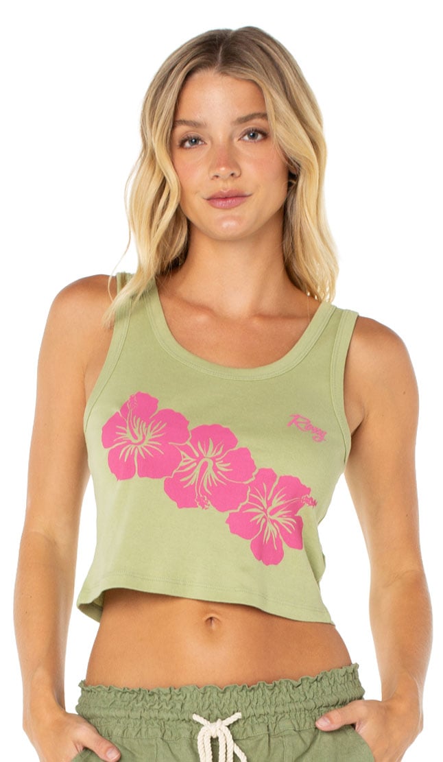 Roxy Scoop Baby Rib Women's Tank - Sage Blossom Fiesta
