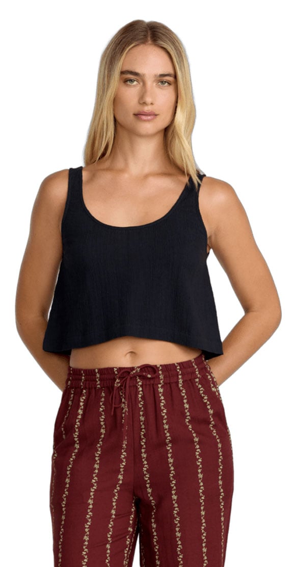 RVCA Women’s New Yume Tank Top - Boxy Fit Crinkle Cotton, RVCA Black