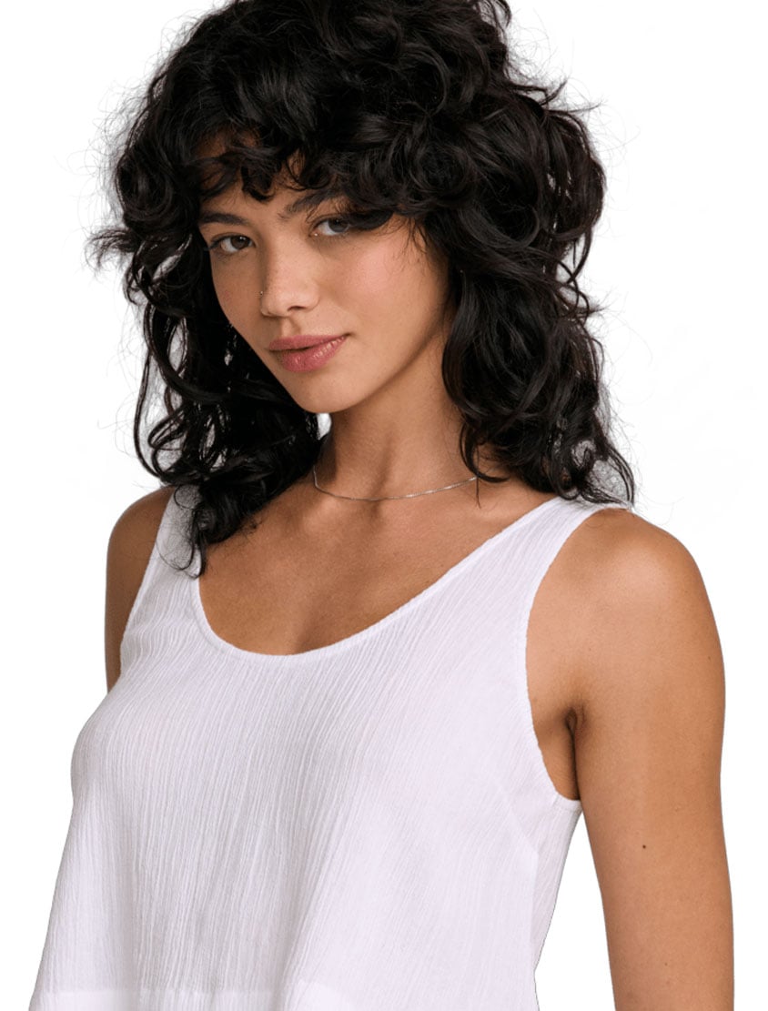 RVCA Women’s New Yume Tank Top - Boxy Fit Crinkle Cotton, Whisper White – alternate view 1