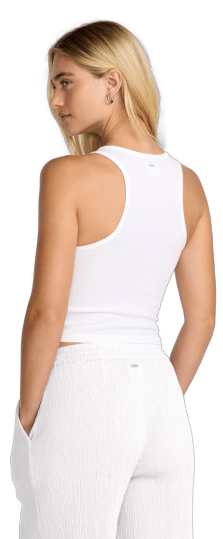 RVCA Women’s Roma Tank - High Neck Ribbed Tank Top, Whisper White – back view