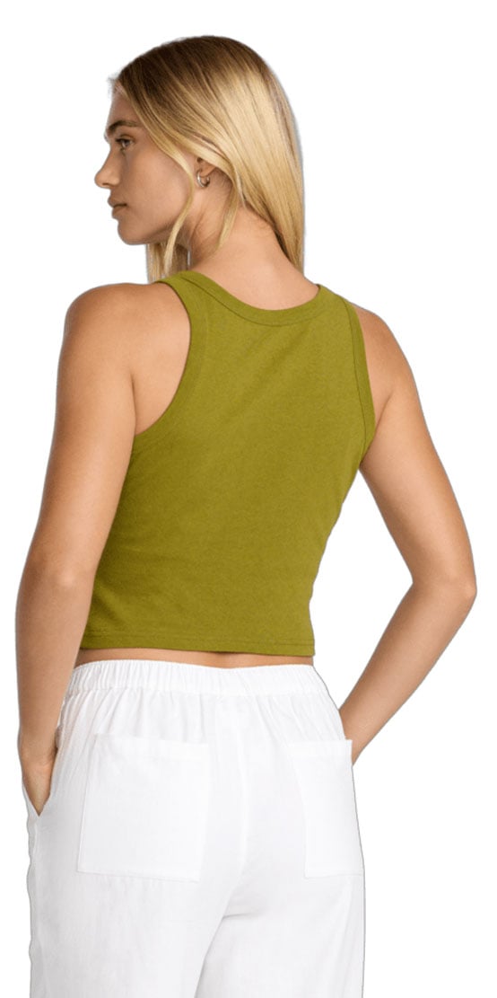 RVCA Women’s Mojave Sunrise Tank - Knit Graphic Tank Top, Moss Green – back view